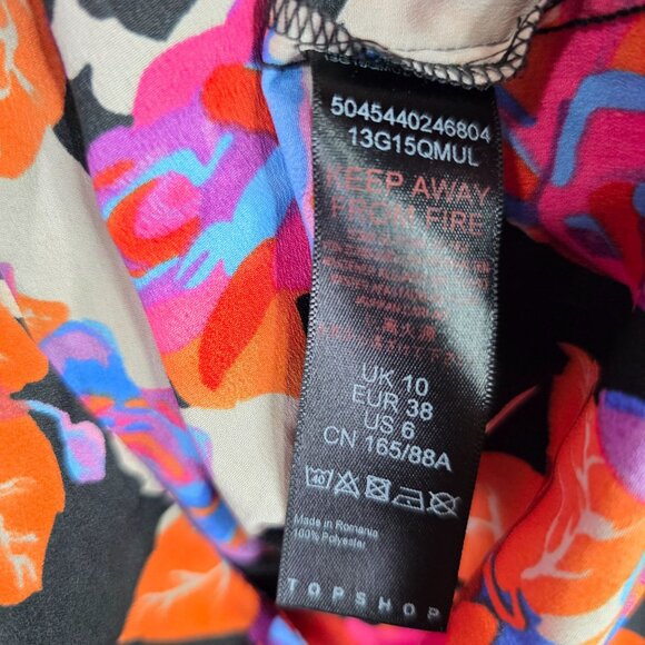 Womens Topshop Multicolor Floral Tie-Front Blazer Jacket Long Sleeve Size 6 - Picture 3 of 7